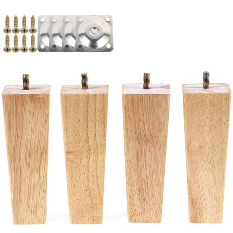 Holzmöbelbeine, 15 Cm Hoch, Sofabeine Mit Montageplatten Und Schrauben Für Nachttische, Stühle Und Schränke