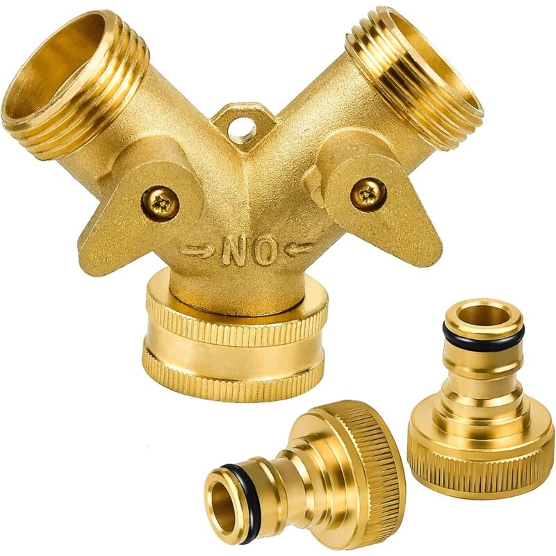 2-wege-y-verteiler Mit 3/4"-schnellkupplung Aus Messing. Kompatibel Mit Dem Anschluss Von Bewässerungsgeräten.