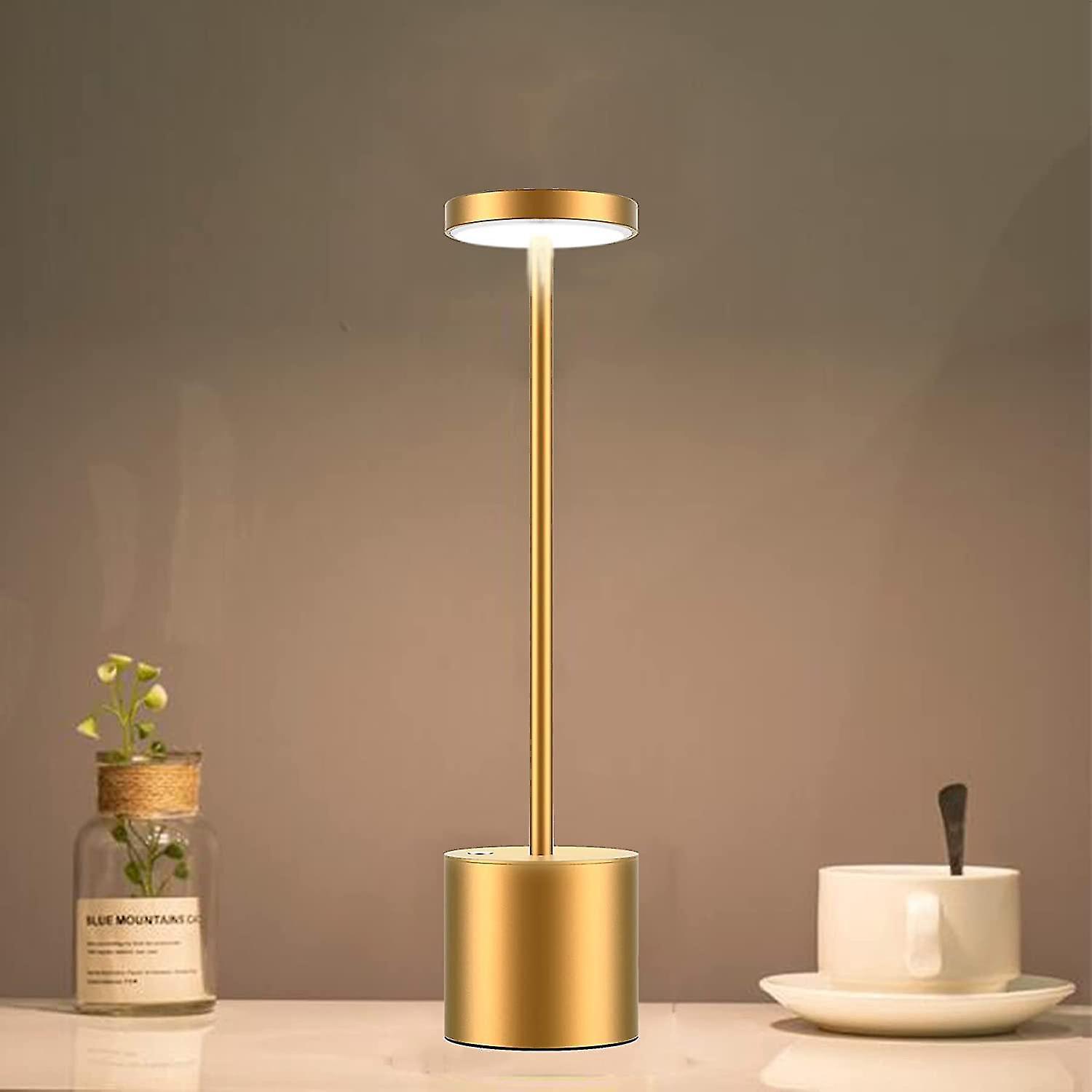 Kabellose Tischleuchte, Integrierter 6000-mah-akku Mit 2 Lichtmodi, Gold