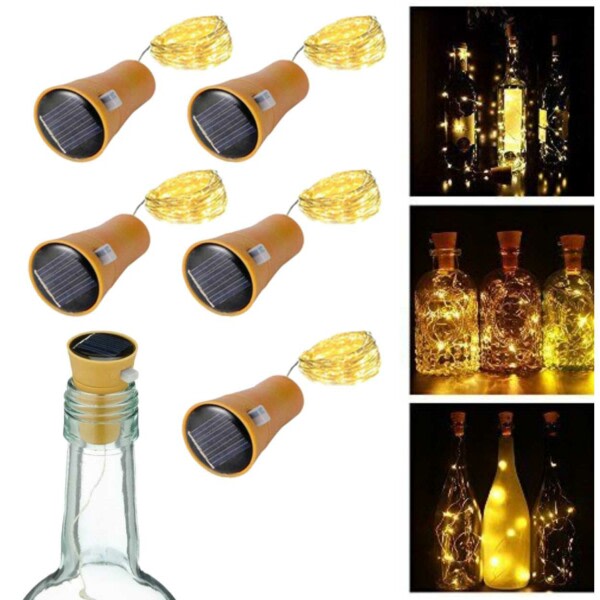 5er-pack Flaschenlichter Mit Solarzelle – Lichterkette Kompatibel Mit Flaschen, Led-korkenlampe, Gelb