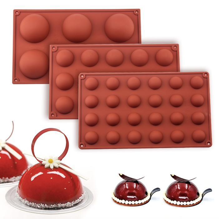 3er-pack Silikonform – Kugel/halbkugel 15.06.2024 – Eis-/schokoladen-/geleeform Braun