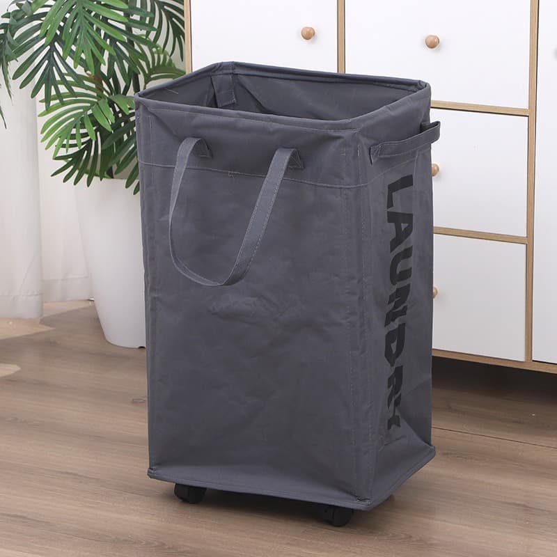 Wäschekorb Mit Rollen – 48/75 L Wäschekorb Mit Herausnehmbarem Wäschesack, Grau