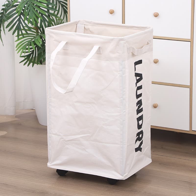 Wäschekorb Mit Rollen – 48/75 L Wäschekorb Mit Herausnehmbarem Wäschesack, Weiß