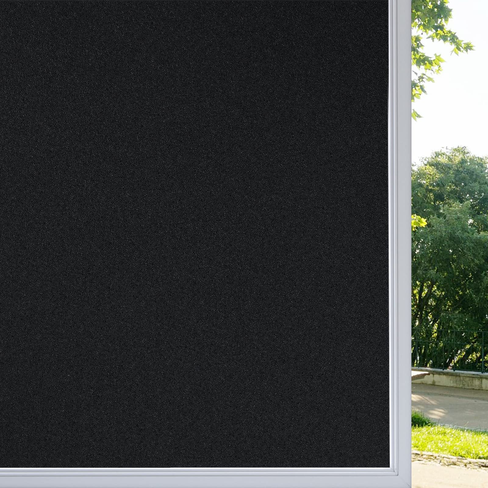 Schwarze Fensterfolie, Verdunkelungsfolie, Sichtschutz Tag Und Nacht, Verdunkelungsfolie, Geeignet Für Fensterabdeckungen, Verdunkelungsfolie Für Glasfenster, Schwarz 45 X 200 Cm