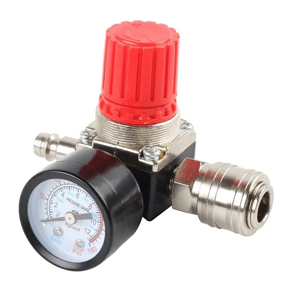 Pc Druckluft-druckminderer, 1/4-zoll-druckminderer, 4-loch-druckregler Mit Manometer, Kompressor