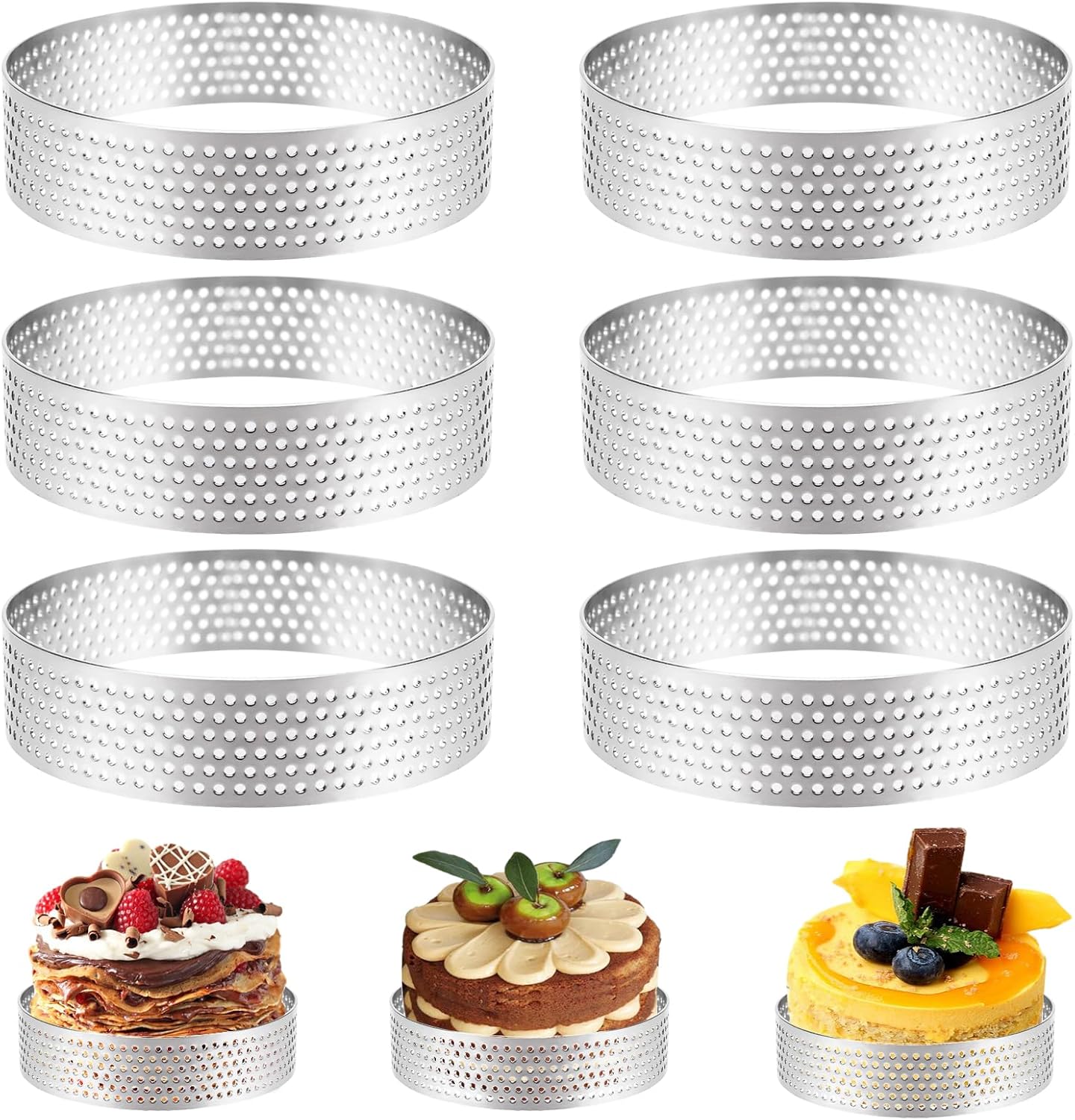 Set Mit 6 Törtchenringen Aus Edelstahl, 8 Cm, Törtchenringe, Törtchenformen, Kompatibel Mit Beschichtetem Backring