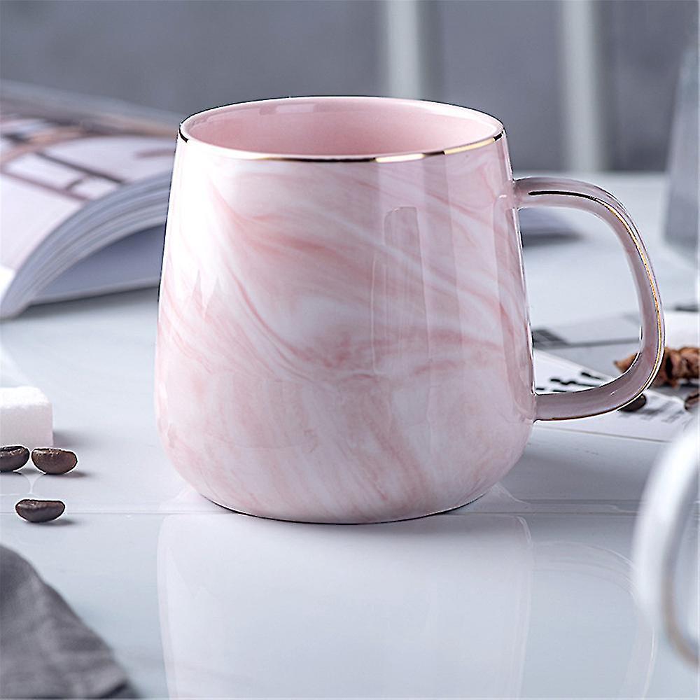 Luxuriöser Keramikbecher Mit Marmormuster, Vergoldet, Mit Henkel, Ideal Für Milchkaffee, Tee Oder Andere Getränke, Rosa-grau, Geschenkidee Für Paare, 1 Stück