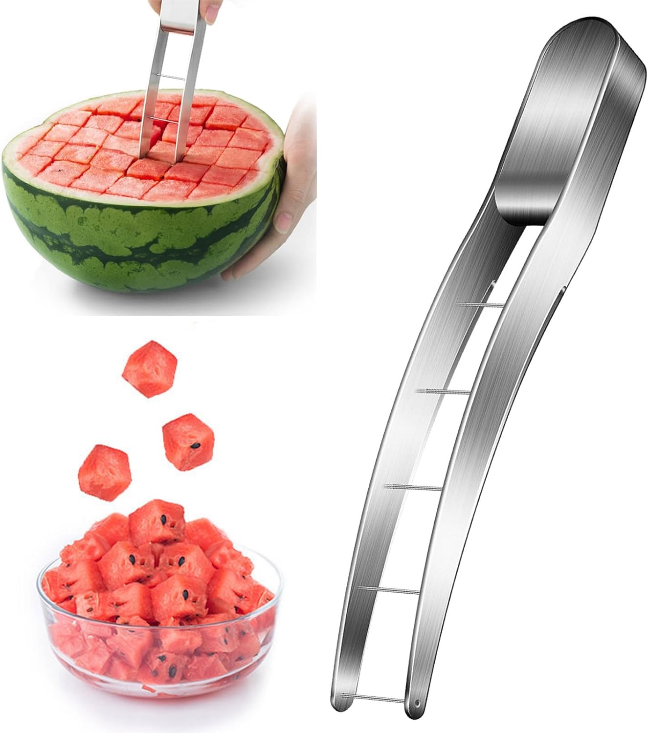 Wassermelonenschneider Und -schneider – Wassermelonenschneider Aus Edelstahl, Schnelles Und Sicheres Wassermelonenmesser, Obstmesser, Salat- Und Melonenschneider, Kompatibel Mit Küchengeräten