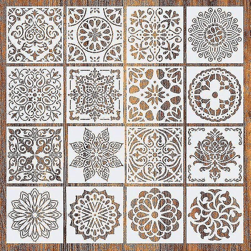 Mandala-malschablone, Wiederverwendbare Schablonen, Mandala-punktmuster-malschablone Für Wand, Möbel, Boden (16 Stück)