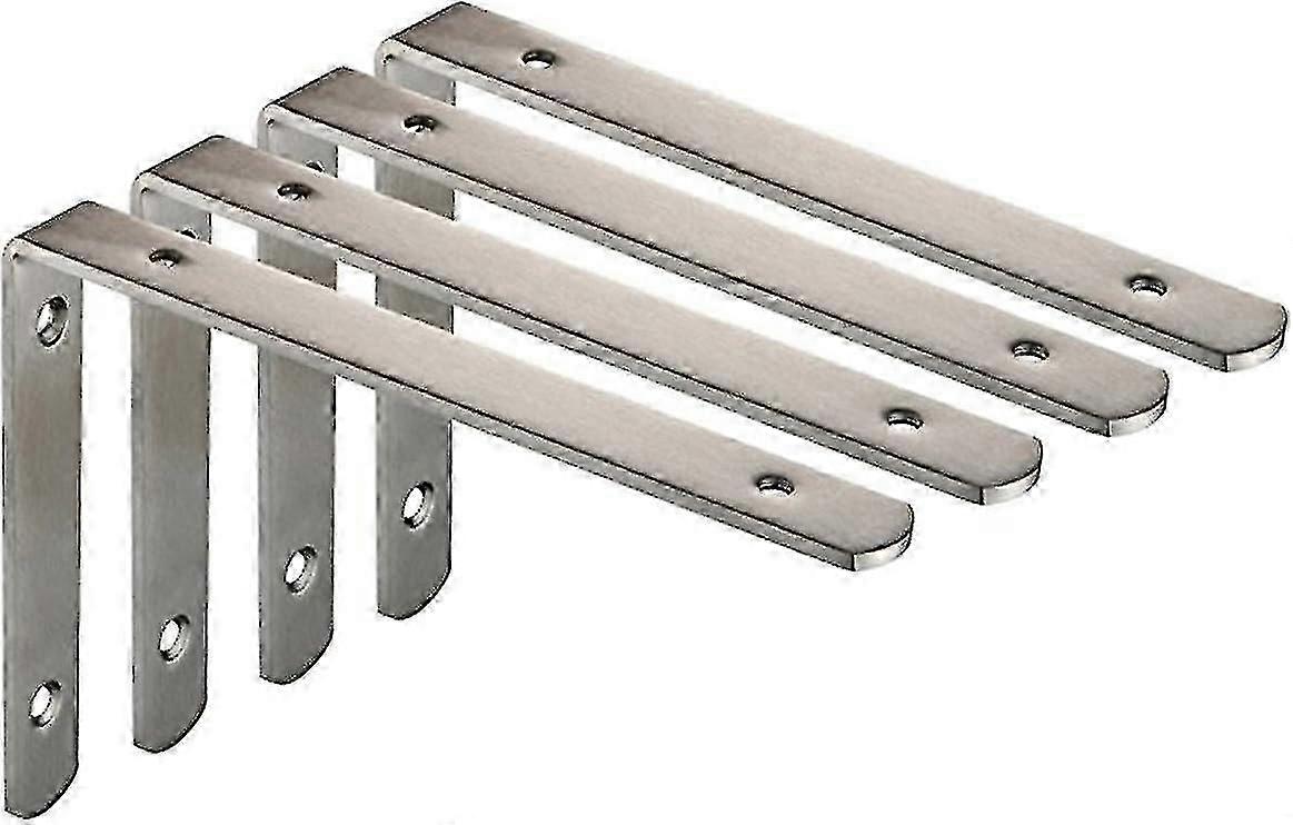 Edelstahl, Hochbelastbare L-förmige Eckwinkel, Winkelregal, Gebürstetes Nickel, 4er-pack (250x150x4mm)