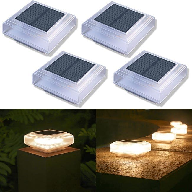 1/2/4 Stück Solar-zaunpfostenleuchten, Warmweiße Leds, Außenbeleuchtung, Kompatibel Mit Garten Und Terrasse, 4 Stück