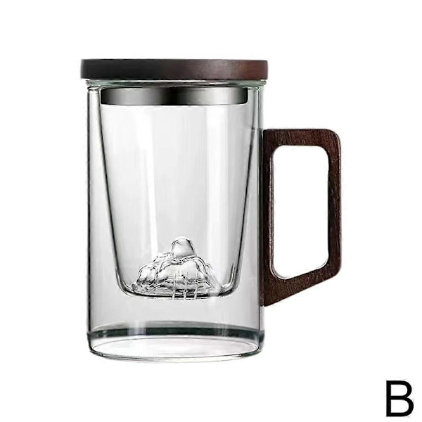Hitzebeständiger Tee- Und Wassertrennglasbecher Mit Walnussholzgriff, Grün