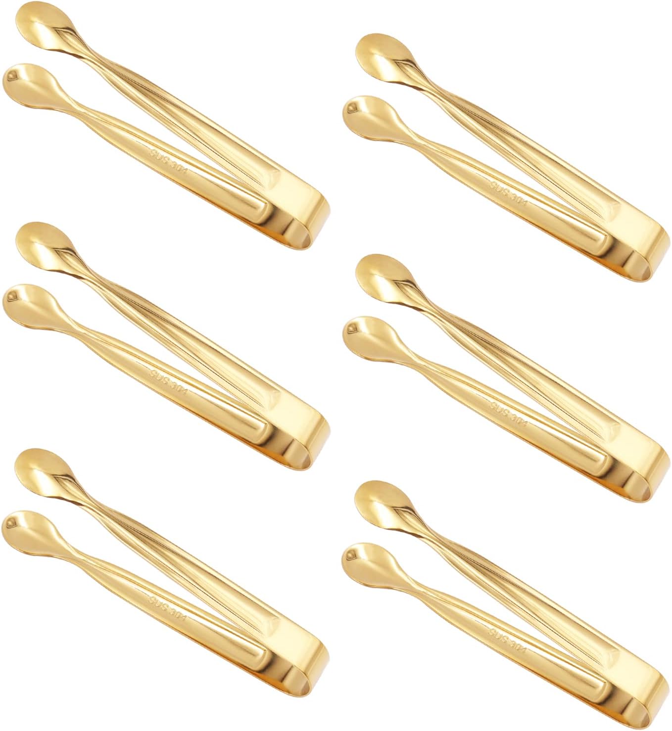 Zuckerstangen, 6 Stück Eisstiele, Mini-edelstahlzange, Eisstiele Geeignet Für Zucker, Geeignet Für Lebensmittel Wie Eiswürfel, Zucker, Zitronenscheiben, Salate - Gold