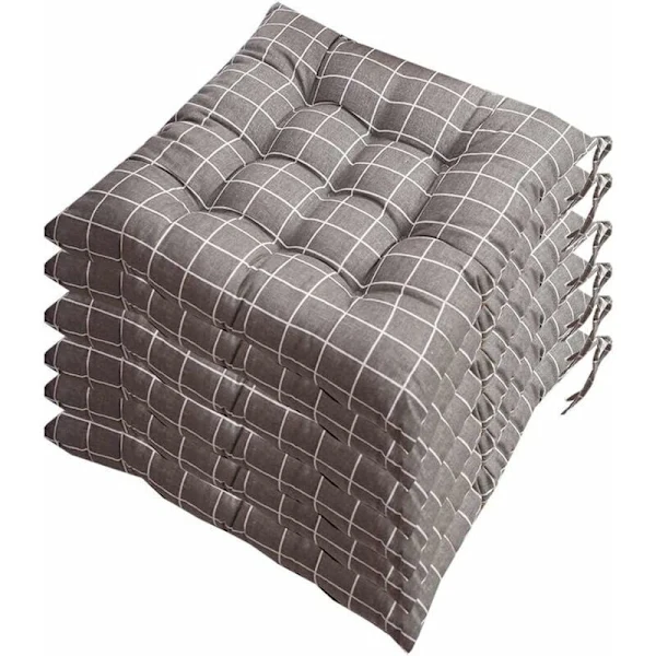 Set Mit 6 Stuhlkissen 40x40, Dekorative Gartenkissen Mit 12 Ziernähten In Verschiedenen Mustern, Polyester (a),