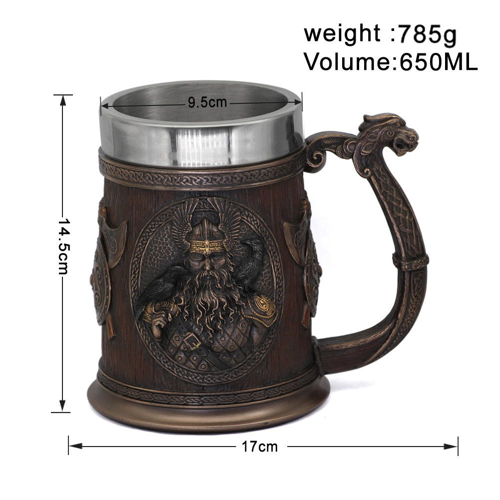 Wikinger Thor Mjölner Trinkkrug Bierkrug Bierkrug Kaffeekrug Odin Weinglas 20 Unzen