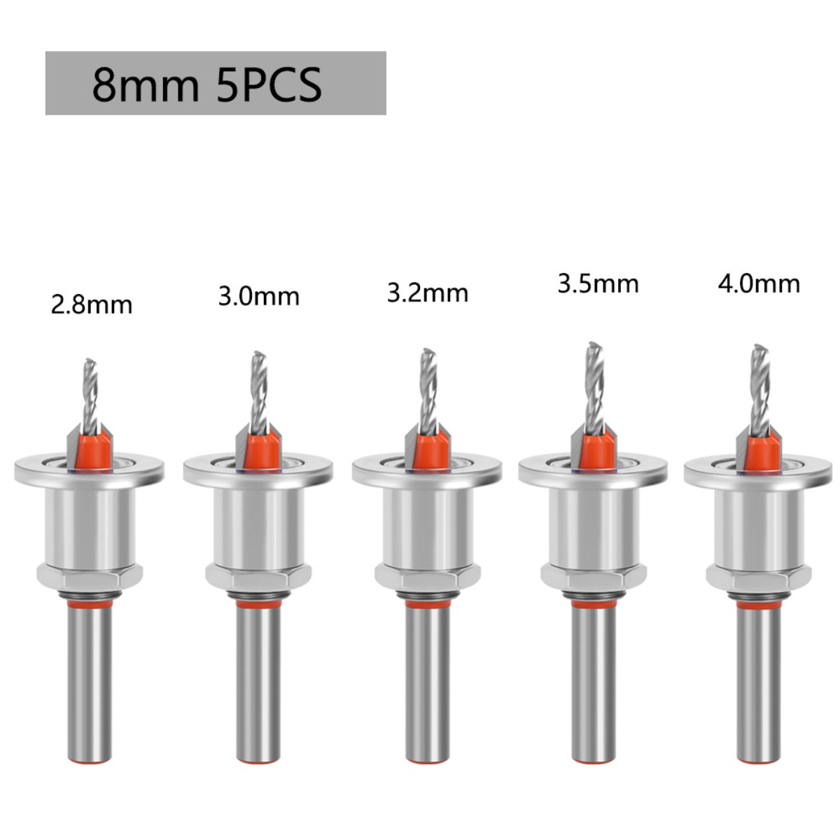 Verstellbares Senkbohrer-set, 5-teilig Mit 8-mm-schaft, Ideal Für Die Holzbearbeitung