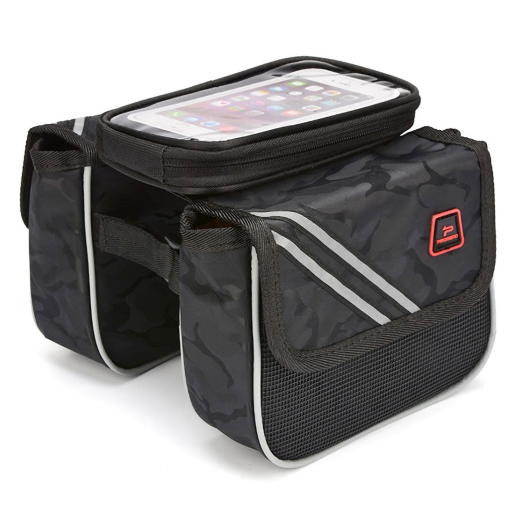 Promend Mtb-kompatible Aufbewahrungstasche Mit Touchscreen-lenker – Schwarz-camouflage
