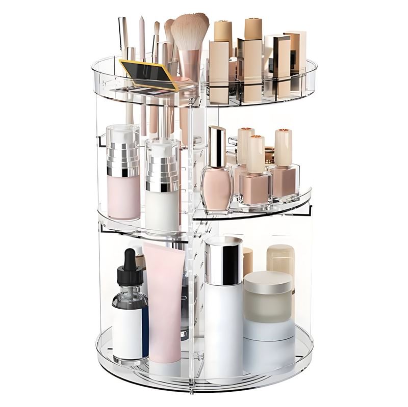 Uniq 360° Drehbarer Make-up-organizer – Kompatible Aufbewahrungslösung In Transparent