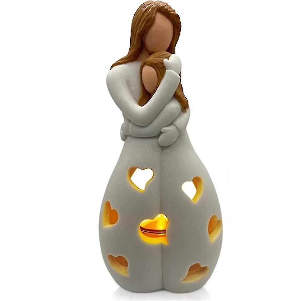 Mutter Umarmt Tochter Kerzenständer Aus Kunstharz Dekorative Statue Ornament Mit Gelenk