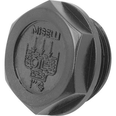 VERSCHLUSSSCHRAUBE FORM:A MIT EINFÜLLSYMBOL OHNE ENTLÜFTUNG, D=58, G1_1/2, SW=50, THERMOPLAST SCHWARZ