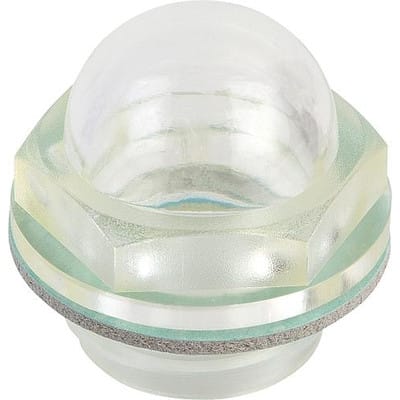 ÖLSCHAUGLAS GEWÖLBT OHNE REFLEKTOR, D1=G3/4, D=35, THERMOPLAST