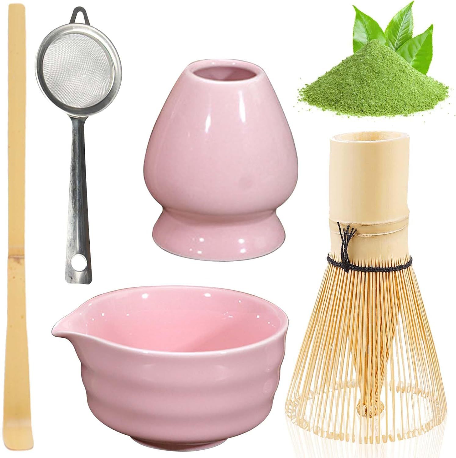 Matcha-set, 5-teilig, Inklusive Bambus-matcha-besen, Matcha-besenhalter, Matcha-sieb Usw. Geeignet Für Matcha-liebhaber.
