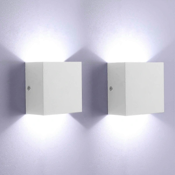 2er-pack Led-wandleuchten, Nach Oben Und Unten Montierbar, Moderne Aluminium-wandleuchten Für Wohnzimmer, Schlafzimmer, Flur, Weiß/schwarz