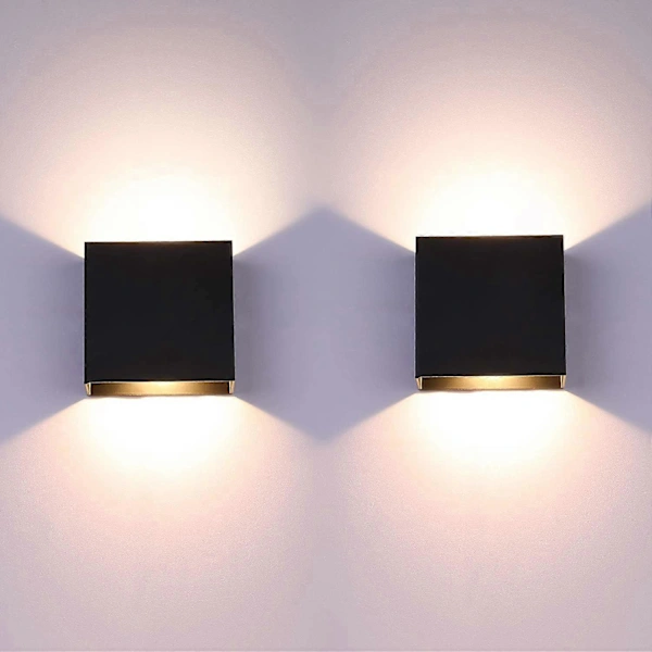 2er-pack Led-wandleuchten, Moderne Aluminium-wandleuchten Zur Auf- Und Abwärtsmontage, Geeignet Für Wohnzimmer, Schlafzimmer Und Flur, Schwarz, Warm