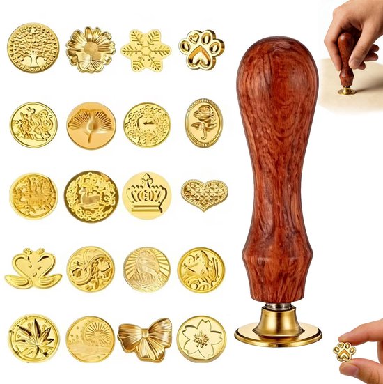 Vintage-wachssiegelstempel-set – 20 Einzigartige Designs – Holzgriff – Luxus-wachssiegelstempel – Vintage Mit Messingstempeln