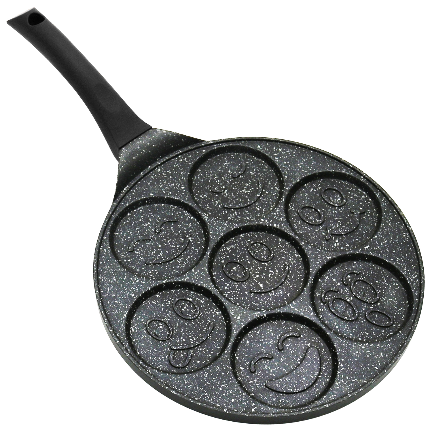 Pfannkuchenpfanne Mit Antihaftbeschichtung, 7 Tassen Fassungsvermögen, Smiley-form, Für Gas- Und Induktionsherde, 26,5 Cm, Schwarz