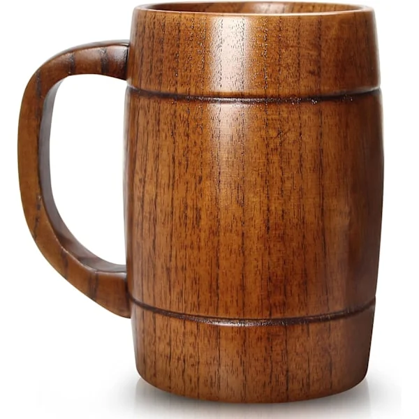 Bierkrug Aus Holz, Handgeschnitzt, Naturholz, Für Damen Und Herren, Kaffee, Tee, Geschenkidee, 414 Ml, Braun