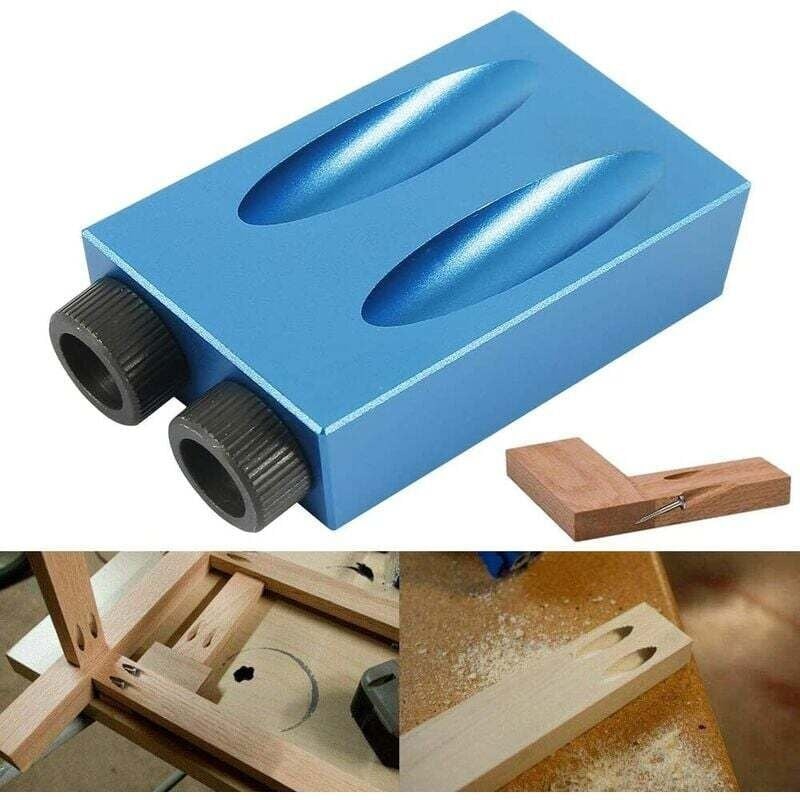 Taschenlochbohrlehren-set, 15°-bohrführung Aus Aluminiumlegierung Für Holzbearbeitung, Diy-möbelbau, Mit 6/8/10-mm-adaptern, Blau-schwarz