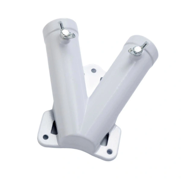 Doppelte Fahnenmasthalterung, Verstellbar, Aus Aluminiumlegierung, Für Garten, Veranda, Außengeländer, 28 Mm, Weiß