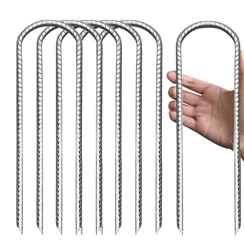 Verzinkte Stahl-erdanker – 30,5 Cm (12 Zoll) U-förmig, Geeignet Für Zelte, Zäune Und Trampoline, Silberfarben, 6 Stück – 6 X 300 Mm