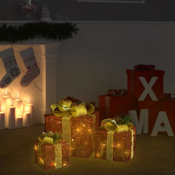 Vidaxl Weihnachtsdekorationen, 3-teiliges Set, Rot, Für Drinnen Und Draußen