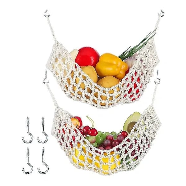 Na/2 Stück Makramee-obsthängematte, Kompatibel Mit Hängenden Obstkörben Für Die Küche Unter Schränken, Handgewebte Dekorative Obstnetztaschen