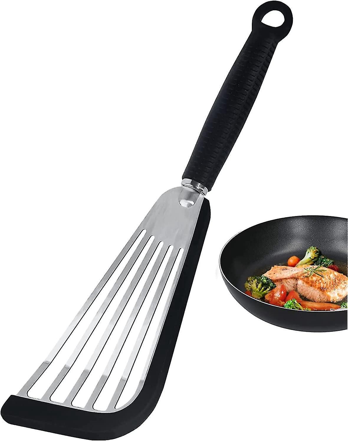 Silikon-fischwender Für Antihaftbeschichtetes Kochgeschirr, Hitzebeständiger Schlitzwender (schwarz)