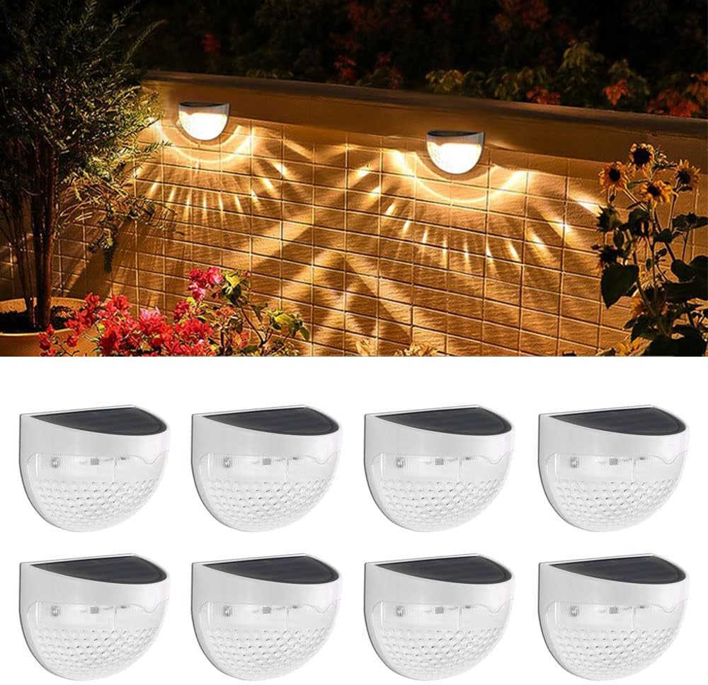 8er-pack Solar-zaunleuchten, Kabellose Solar-zaunleuchten, Geeignet Für Garten Und Außendekoration (warmweiß)