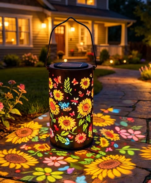 Bunte Sonnenblumen-solarleuchte, Wasserdicht, Für Den Außenbereich, Solarbetriebene Hängelaterne, Geeignet Für Terrasse, Hof Und Gehweg, 1 Stück