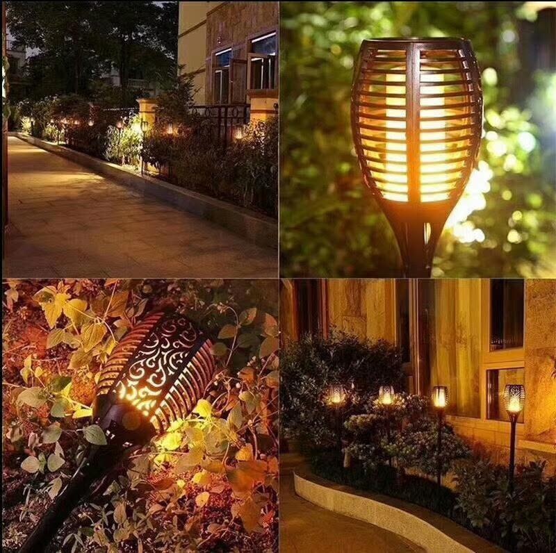 Flammende Led-fackeln An Spießen Mit Solarzellen. Kompatibel Mit Dem Schutzraum (78 Cm).