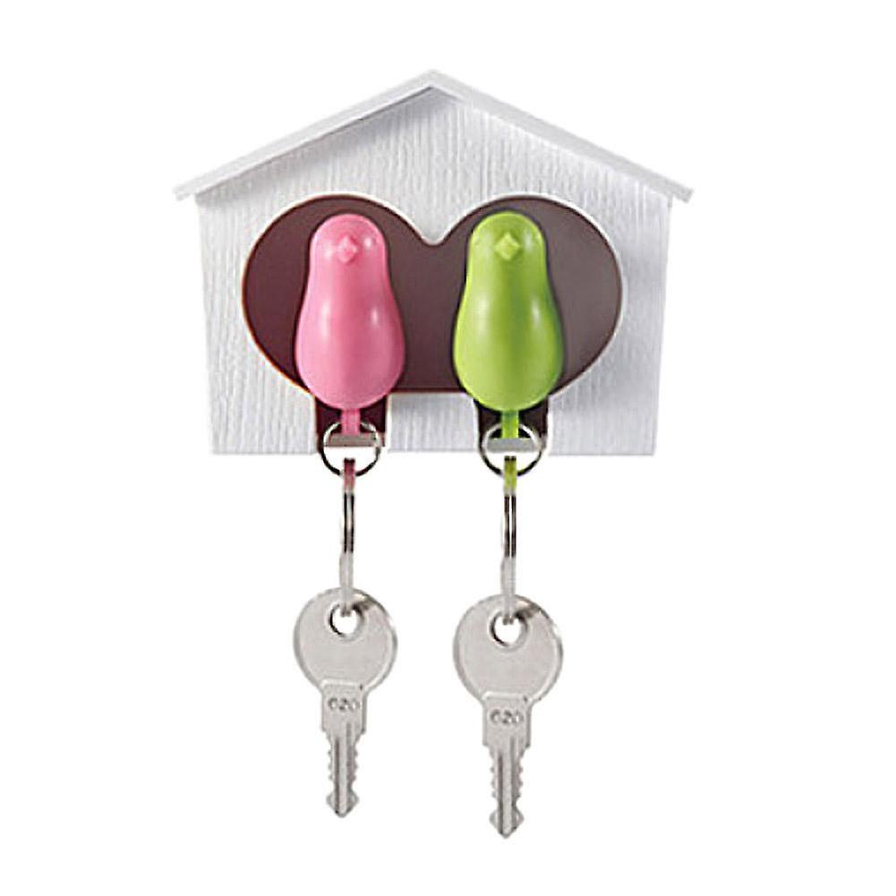 Merryso 2er-set Vogel-schlüsselanhänger + 1 Wand-schlüsselanhängerhalter In Form Eines Spatzenhauses
