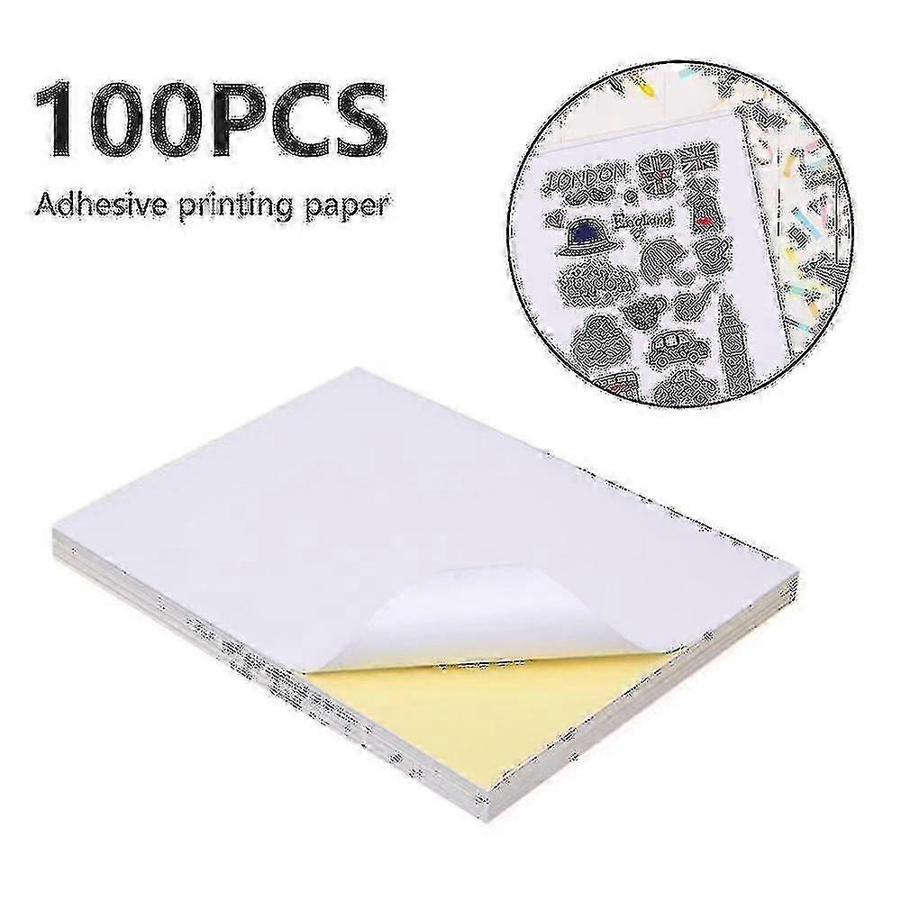 100 Stück A4 Kraftpapier, Selbstklebendes Druckpapier, Matt, Selbstklebend, Etikettenaufkleber, Tintenstrahldrucker, Glänzend, Selbstklebend