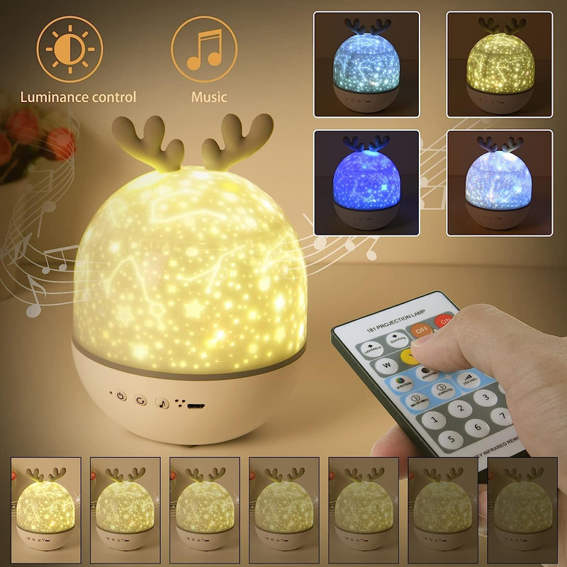 Sternenlichtprojektor Mit Musik-nachtlicht, Kompatibel Mit Kindern, Mit Fernbedienung Und Timer, Personalisierbar Für Babys