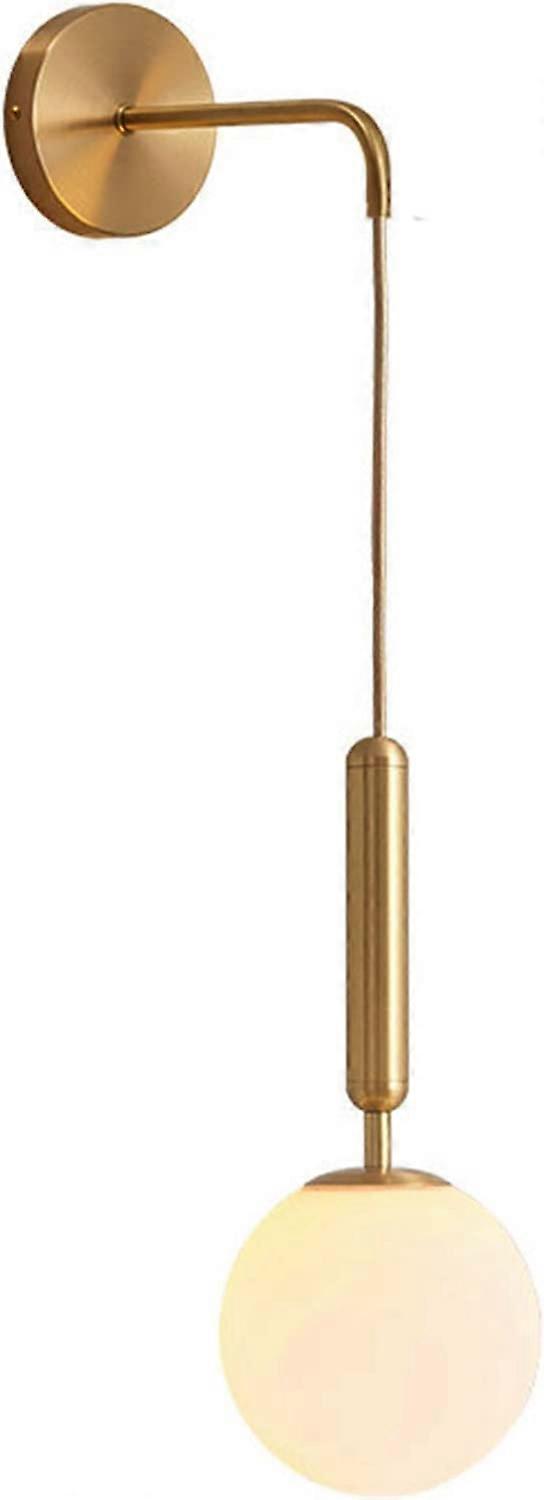 Moderne E27-hängewandleuchte Mit Glasschirm, Nordisch-minimalistische Nachttischlampe, Geeignet Für Schlafzimmer, Wohnzimmer, Flur (weißmessing)