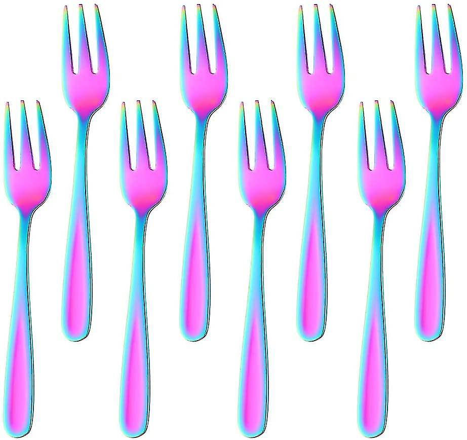 Teegabeln, Kleine Dessertgabeln, Kuchengabeln, Edelstahl, Schwarz, 8 Stück, Bunt