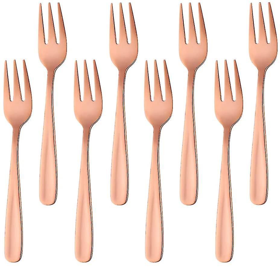 Teegabeln, Kleine Dessertgabeln, Kuchengabeln, Edelstahl, Schwarz, 8-teilig, Roségold