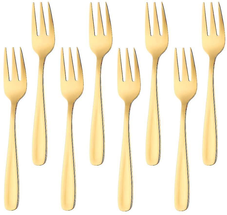 Teegabeln, Kleine Dessertgabeln, Kuchengabeln, Edelstahl, Schwarz, 8 Stück, Gold