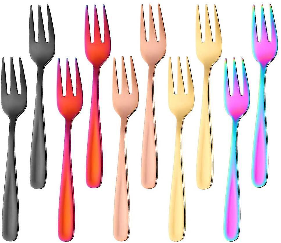Teegabeln, Kleine Dessertgabeln, Kuchengabeln, Edelstahl, Schwarz, 8 Stück, 5 Farben