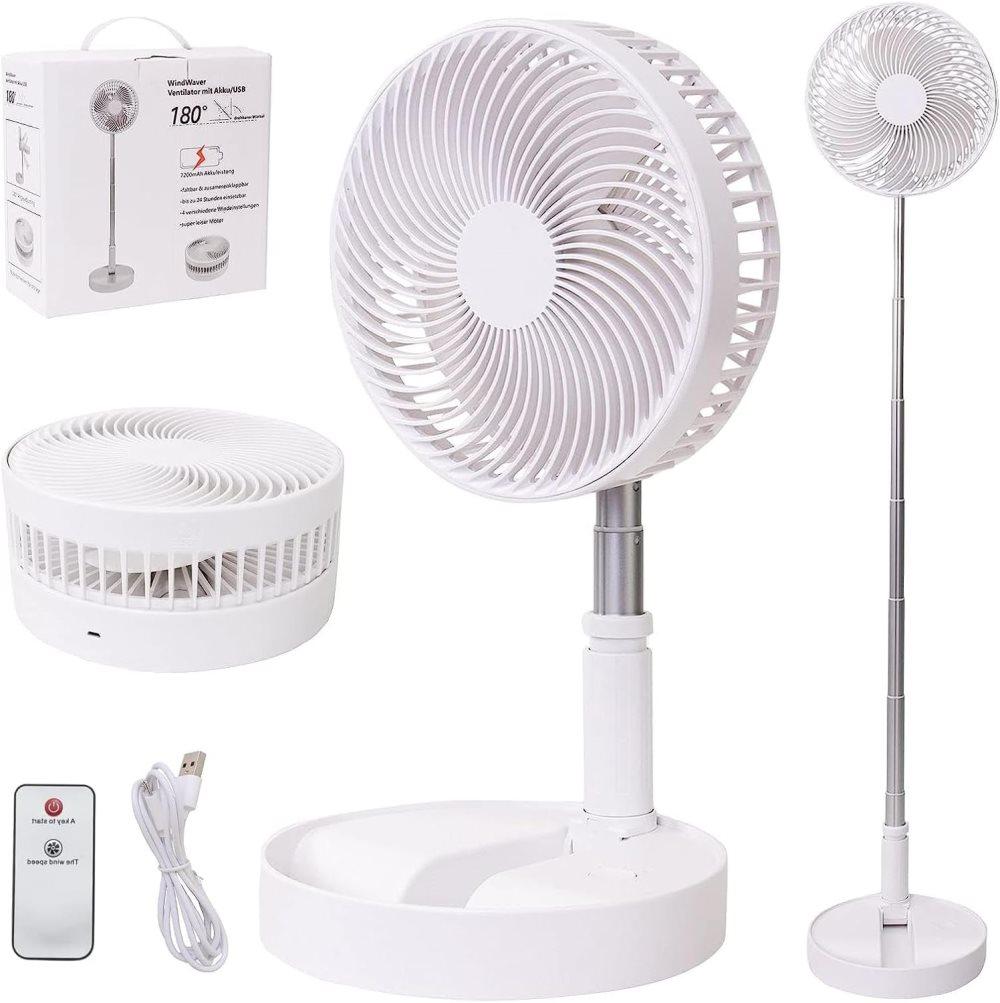 Zusammenklappbarer Stand-/tischventilator Mit Verstellbarem Design Und 7200-mah-akku, Kabellos Und Vielseitig Einsetzbar