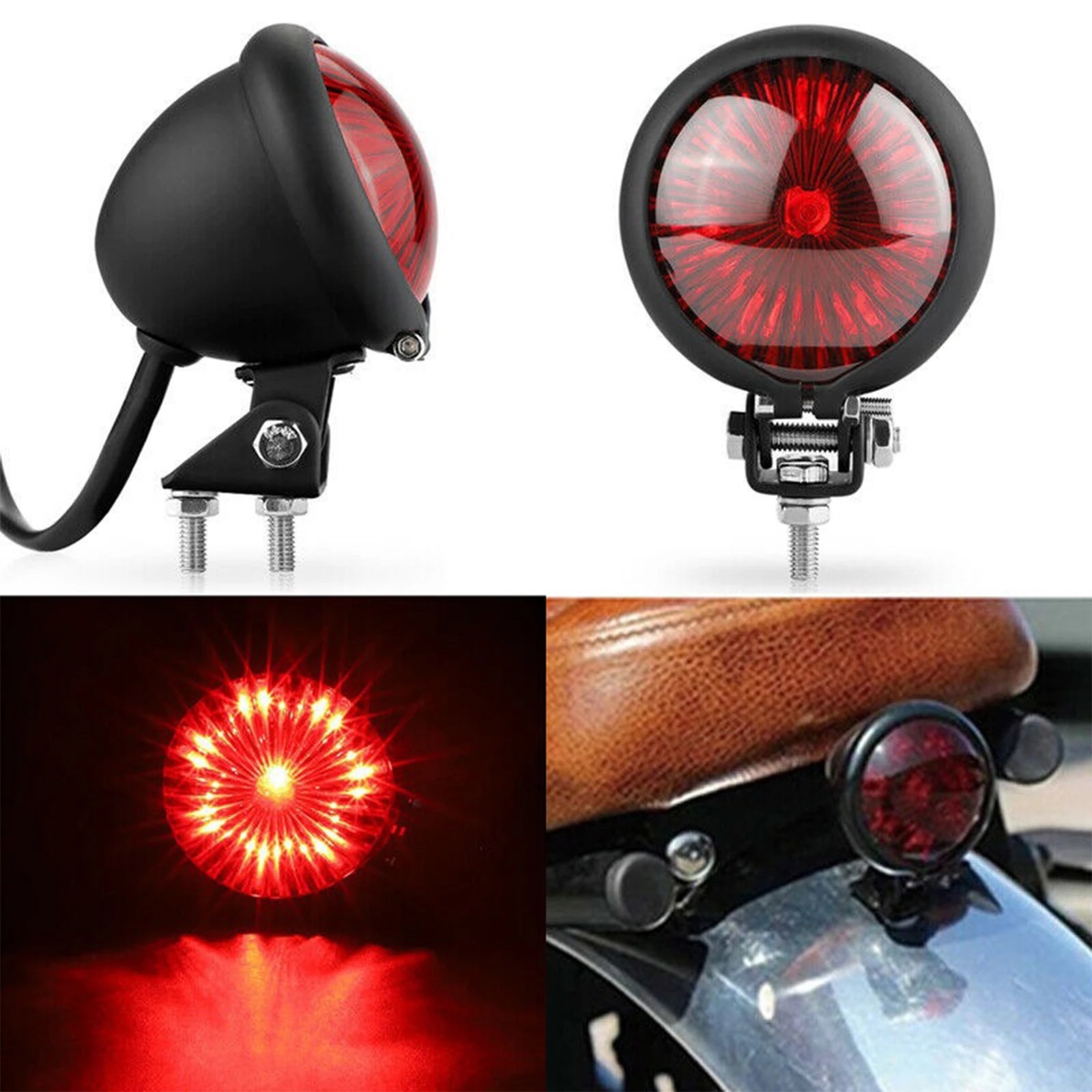 Led-motorradrücklicht, Bremslicht, Rückleuchte, Runde Retro-lampe, Custom Cafe Racer, Scrambler, Bobber, Cruiser 883